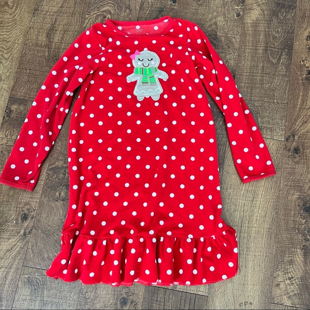 Girls Christmas nightgown carters red white pajamas gingerbread girl